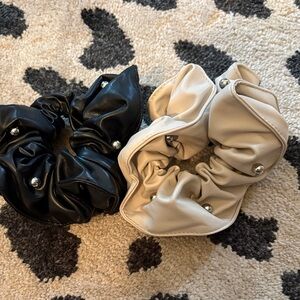 Black and Cream Scrunchies with Silver Accents